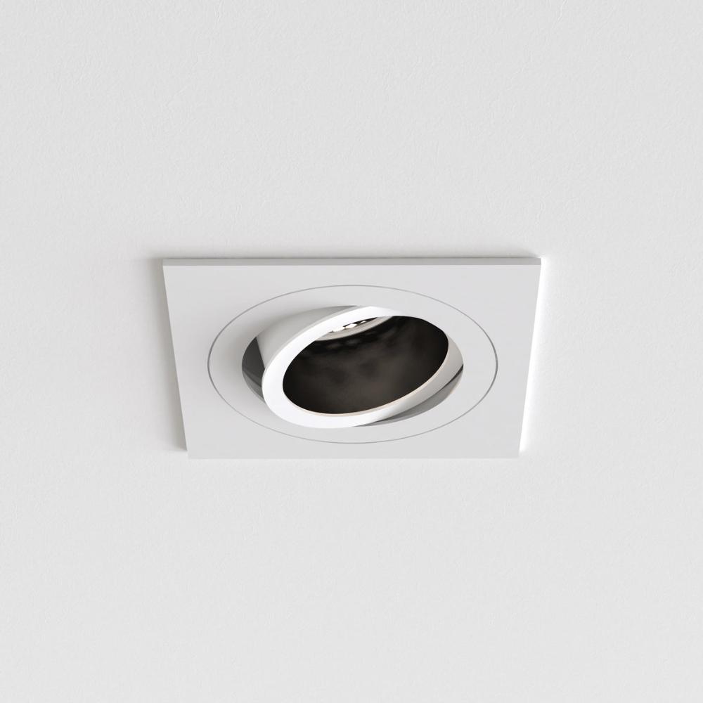 Pinhole Slimline Square Downlight, White, Adjustable, GU10, IP20, Fire Rated