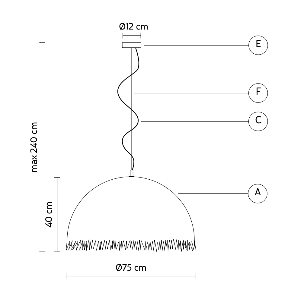 Plancton Pendant, 75 cm ø, White Fibreglass, E27, IP20