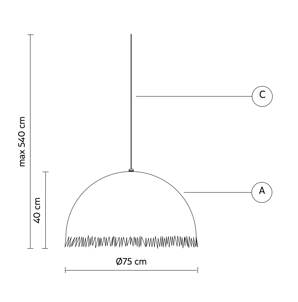 Plancton Pendant, 75 cm ø, White Fibreglass, E27, IP44