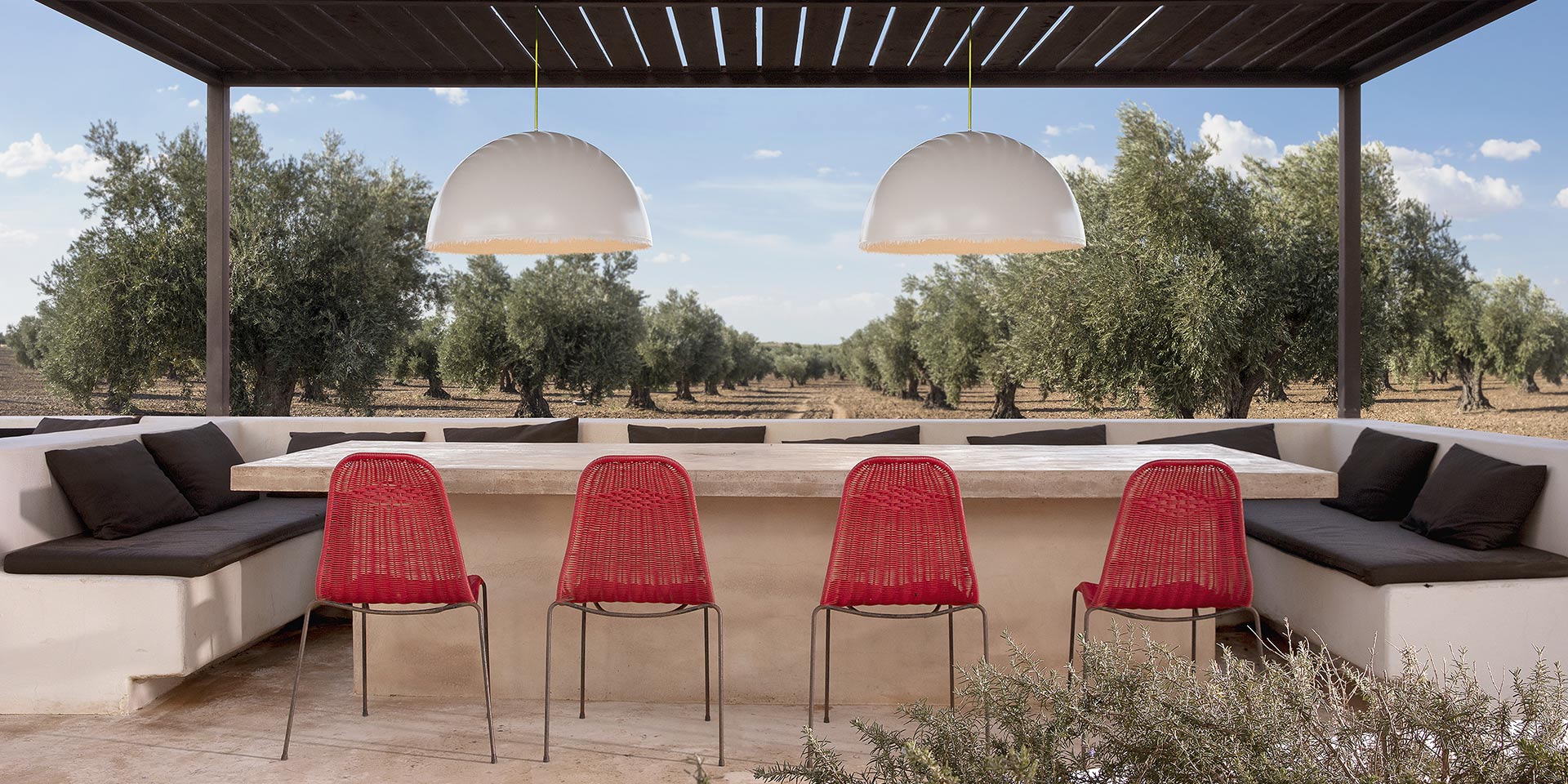 Plancton Pendant, 75 cm ø, White Fibreglass, E27, IP44