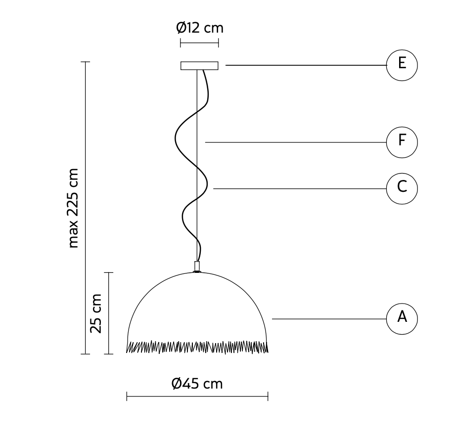 Plancton Pendant, 45 cm ø, White Fibreglass, E27, IP20