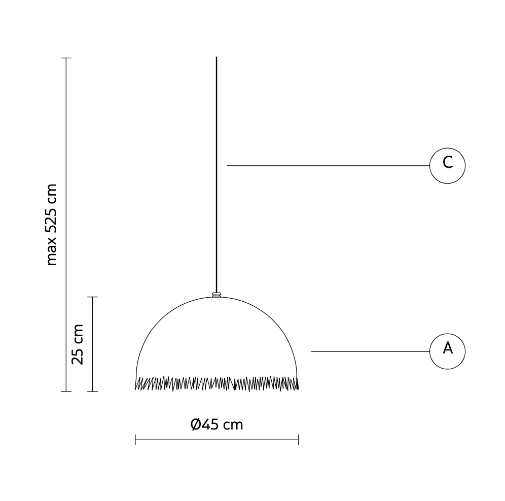 Plancton Pendant, 45 cm ø, White Fibreglass, E27, IP44
