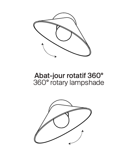 Plume Adjustable Wall, White Shade with Black Base, E27, IP20