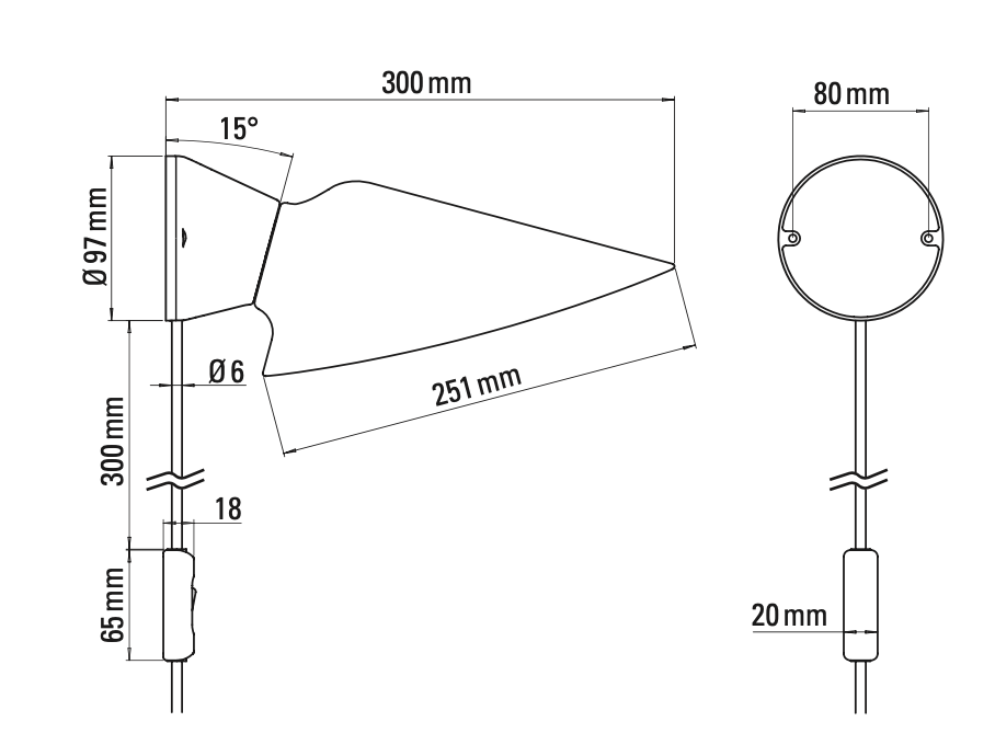 Plume Adjustable Wall, White Shade with Black Base, E27, Plug In, IP20