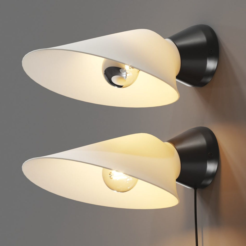 Plume Adjustable Wall, White Shade with Black Base, E27, Plug In, IP20