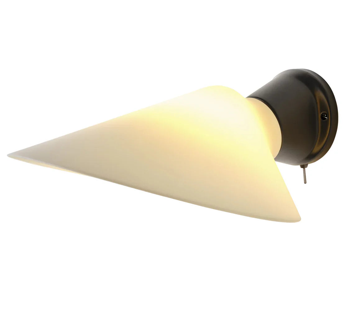 Plume Adjustable Wall, White Shade with Black Base, E27, Thumbswitch, IP20