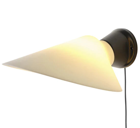 Plume Adjustable Wall, White Shade with Black Base, E27, Plug In, IP20