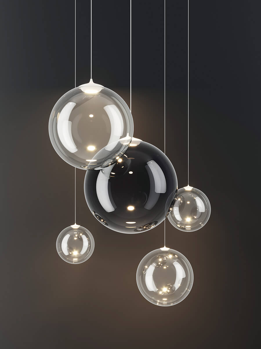 Random Solo Pendant, Clear Glass, LED, Triac Dim, IP20