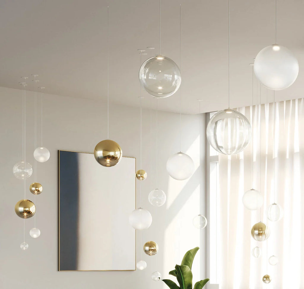 Random Solo Pendant, Gold Glass, LED, Triac Dim, IP20