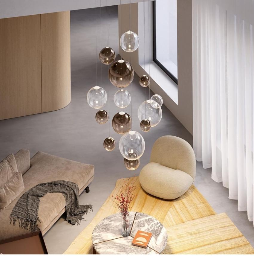 Random Solo Pendant, Clear Glass, LED, Triac Dim, IP20