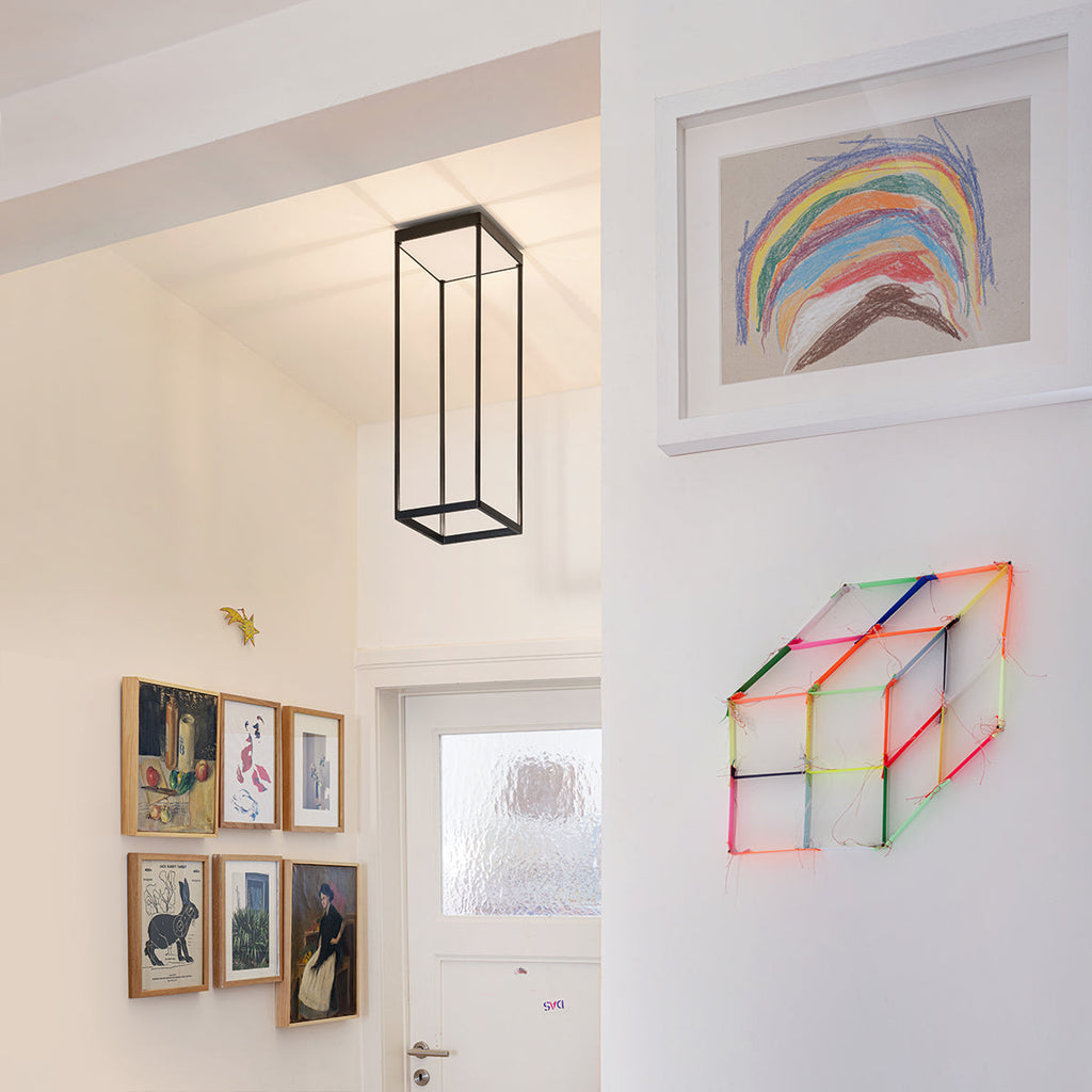 Reflex Ceiling 200 x 450 or 600 Black Finish in Artistic Minimal Entrance with High Ceiling