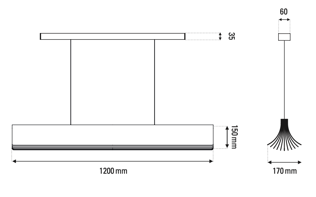 Respiro Linear Pendant, Gold, 120 cm, LED, Triac Dim, IP20