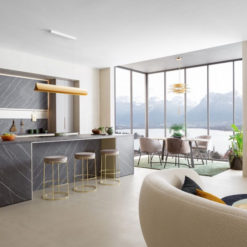 Respiro Linear Pendant, Gold, 120 cm, LED, Triac Dim, IP20