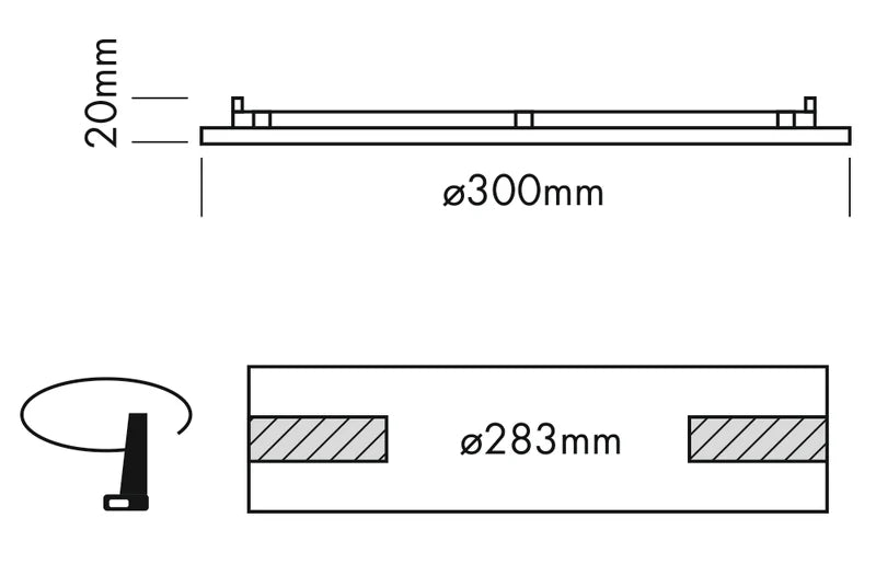 Sol Flush Downlight, XL, Round, White, 26W, LED, Dim, IP40