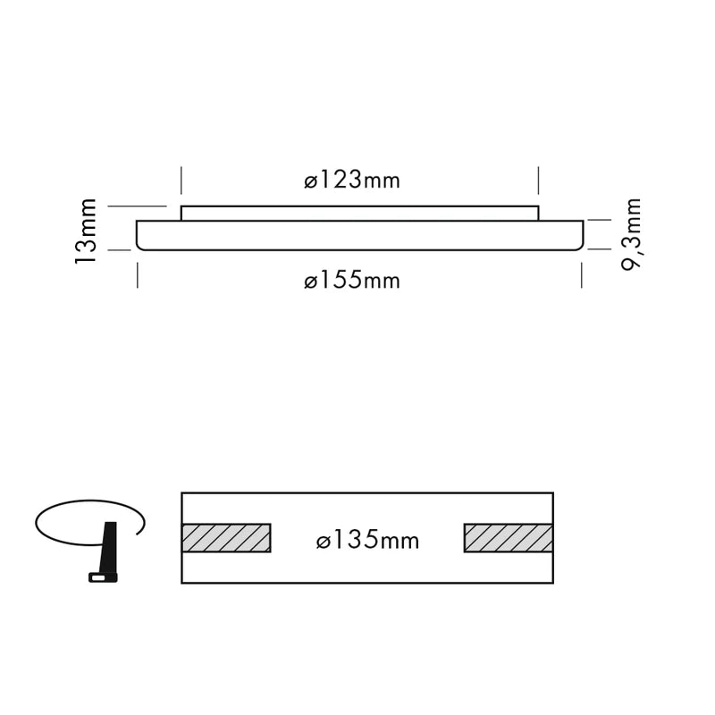 Sol Ceiling Light, Medium, Round, White, 11.5W, LED, Dim, IP54