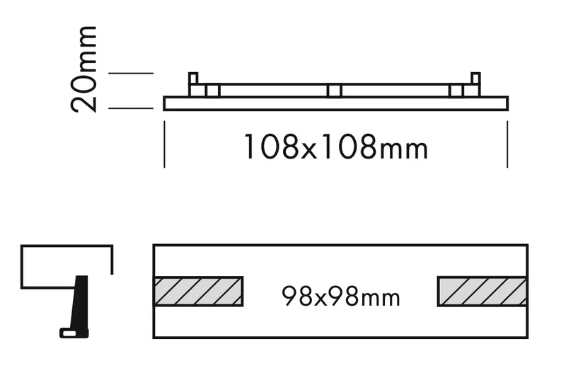 Sol Flush Downlight, Small, Square, White, 6W, LED, Dim, IP40