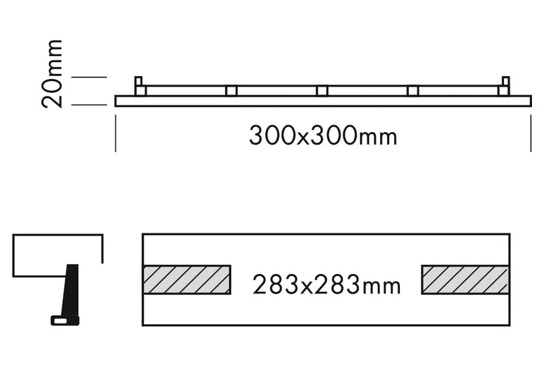 Sol Flush Downlight, XL, Square, White, 26W, LED, Dim, IP40