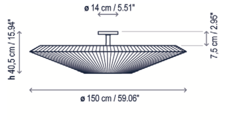 Siam Ceiling, 200 cm, White Ribbons, E27, IP20