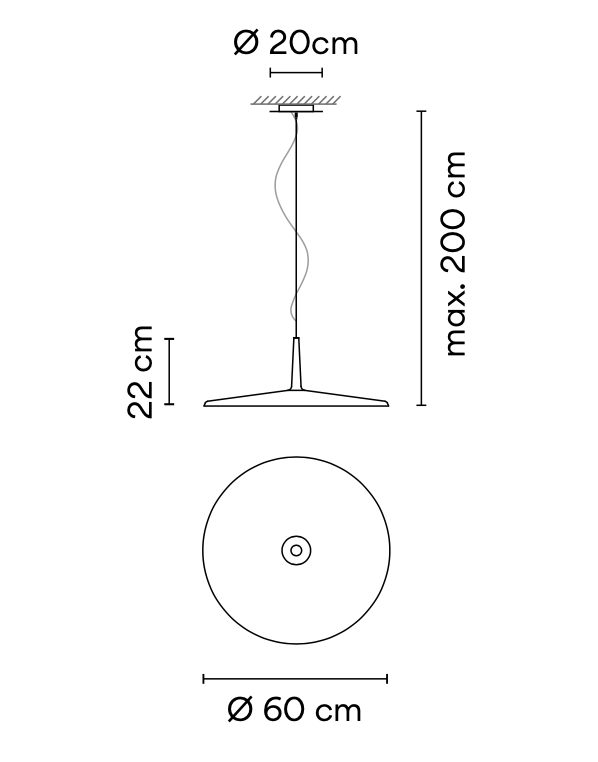 Skan Pendant, 60 cm, Black, 13.9W, LED, Dim