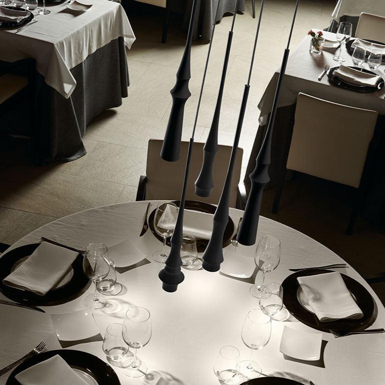 Slend Pendant, 6 Light Cluster, Black, GU10, IP20