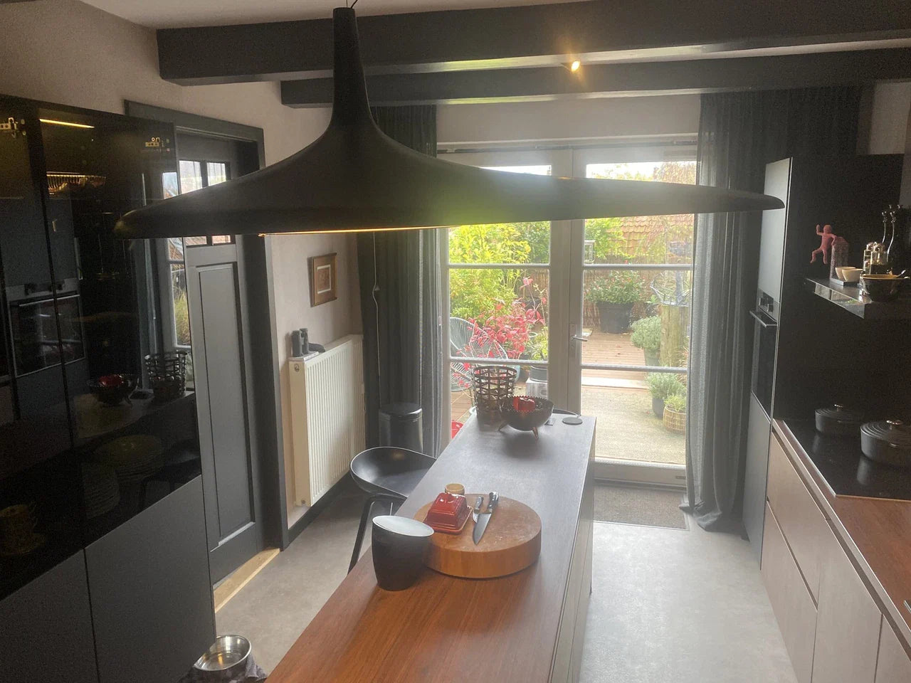 Soleil Noir Pendant, Black with White Interior, LED, 35W, Push or DALI Dim