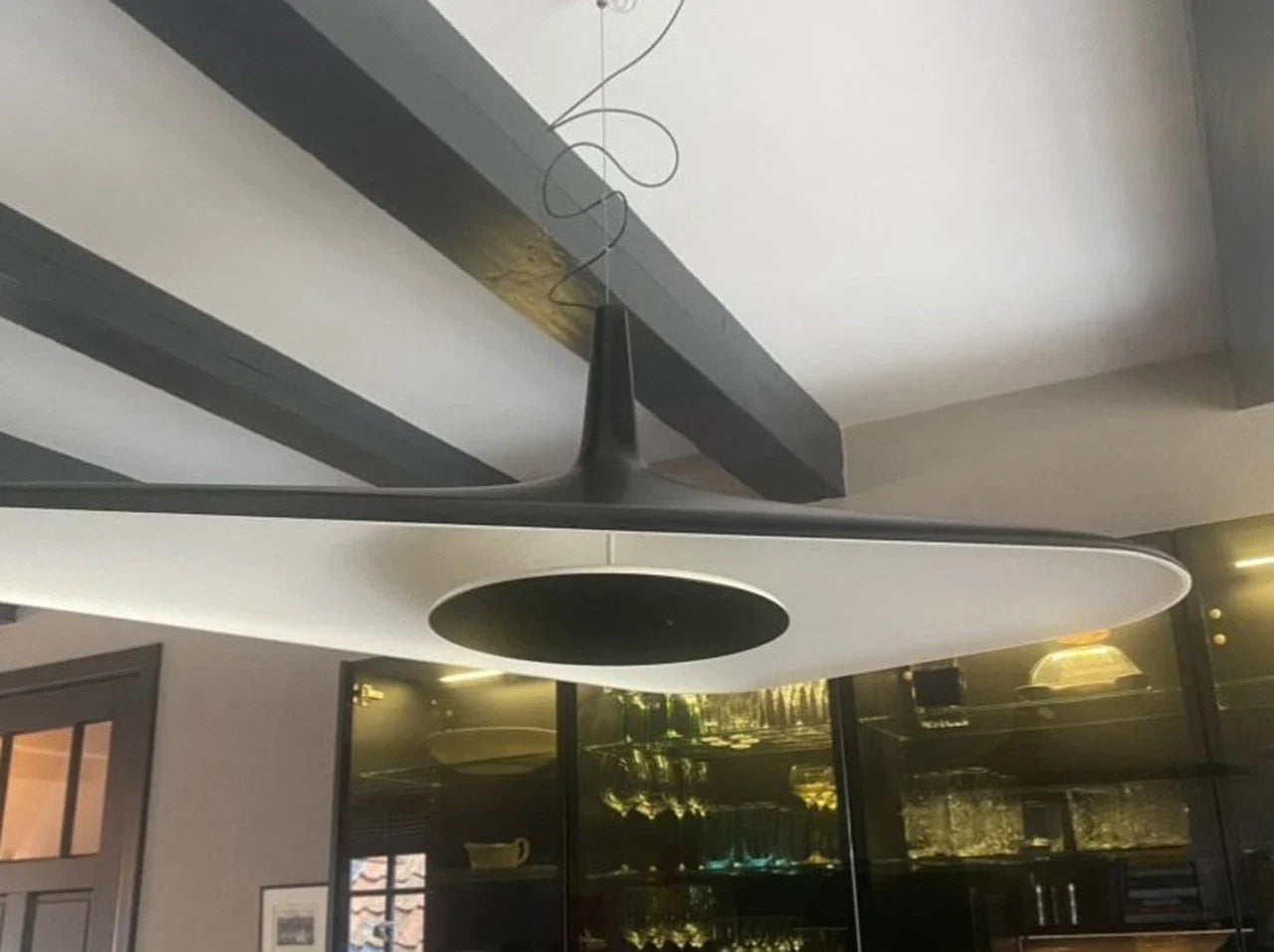 Soleil Noir Pendant, White with Black, LED, 35W, Push or DALI Dim