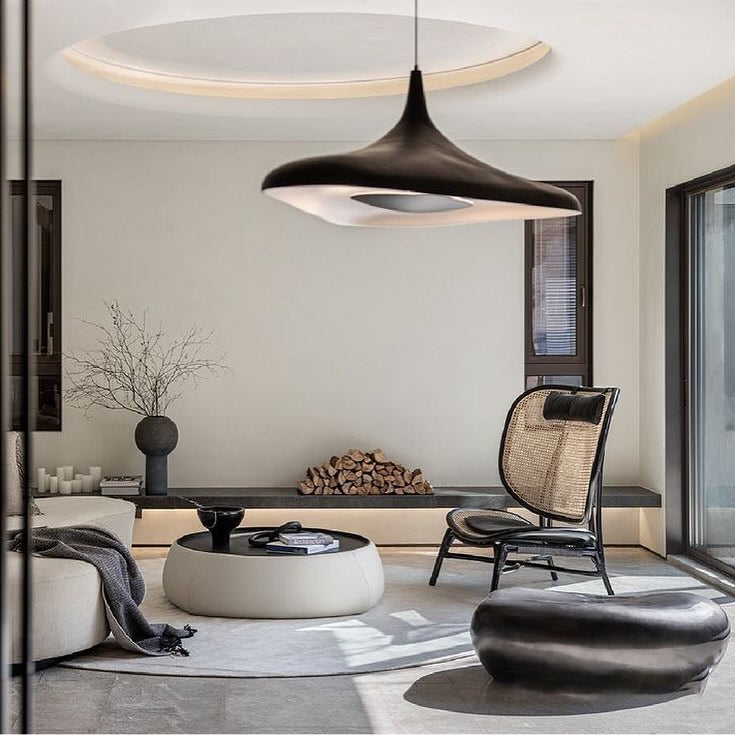 Soleil Noir Pendant, White with Black, LED, 35W, Push or DALI Dim