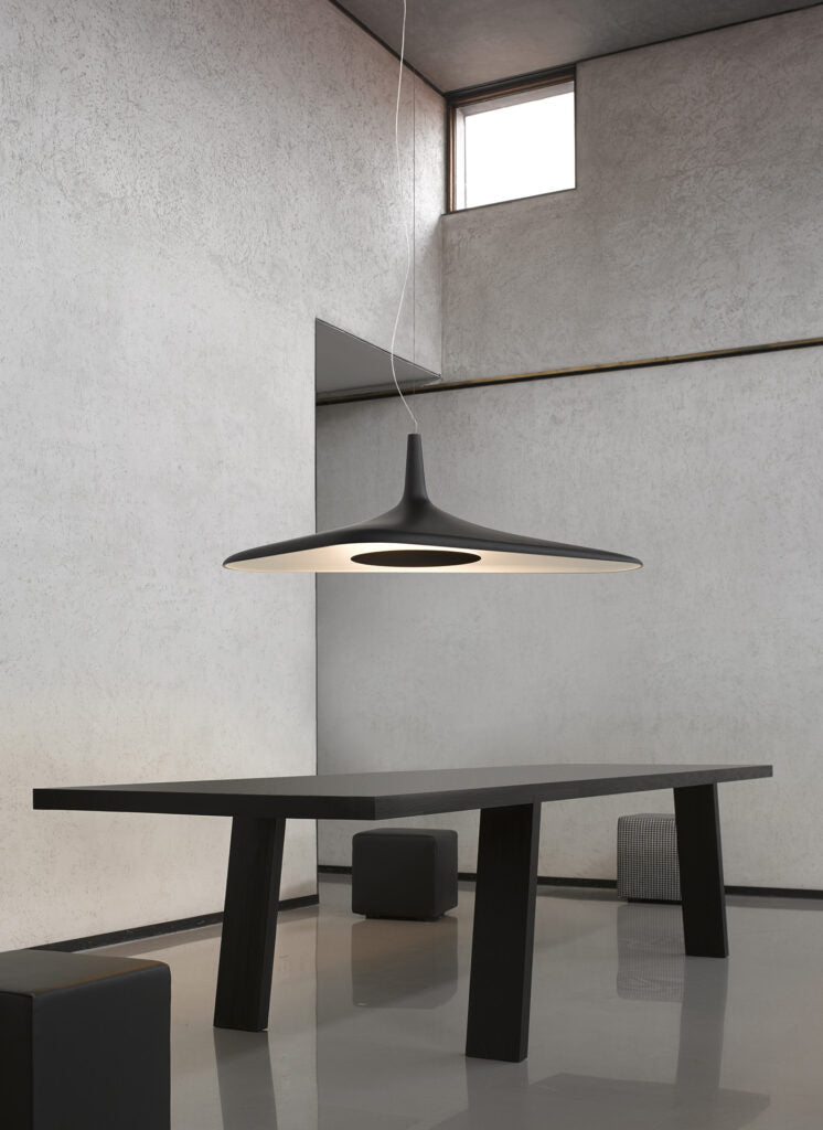 Soleil Noir Pendant, Black with White Interior, LED, 35W, Push or DALI Dim