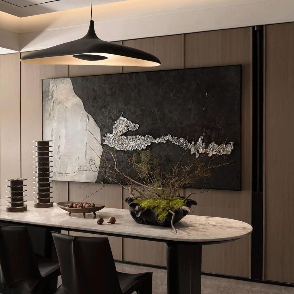 Soleil Noir Pendant, Black with White Interior, LED, 35W, Push or DALI Dim