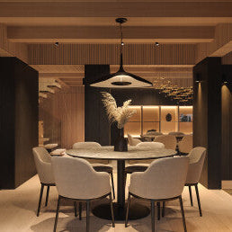 Soleil Noir Pendant, White with Black, LED, 35W, Push or DALI Dim