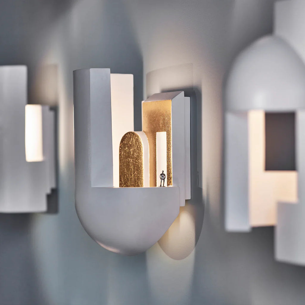 Soul 3 Wall, White Plaster with Gold Leaf, LED, Plug In, IP20