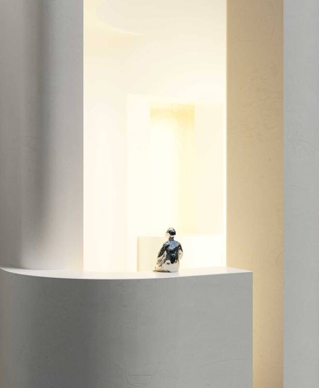 Soul 3 Wall, White Plaster with Gold Leaf, LED, Triac Dim, IP20