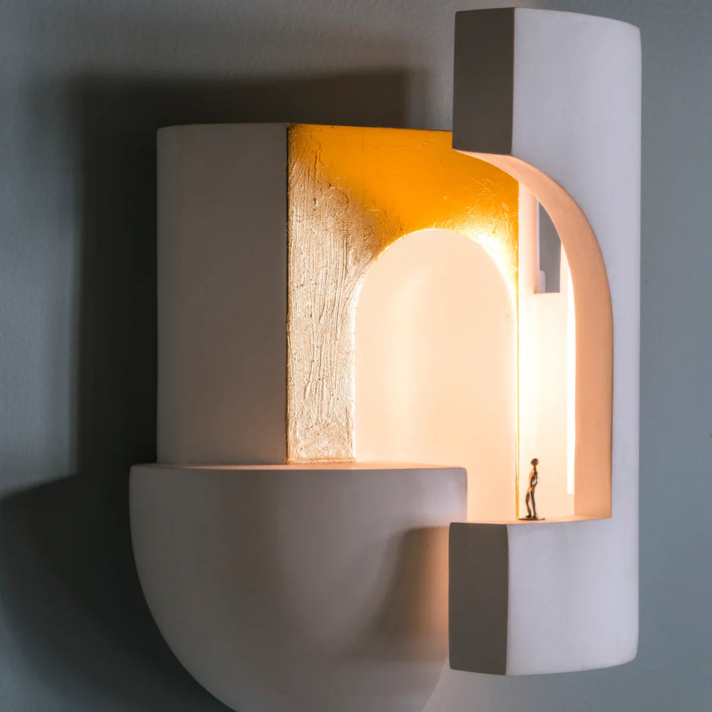 Soul 2 Wall, White Plaster with Gold Leaf, LED, Triac Dim, IP20