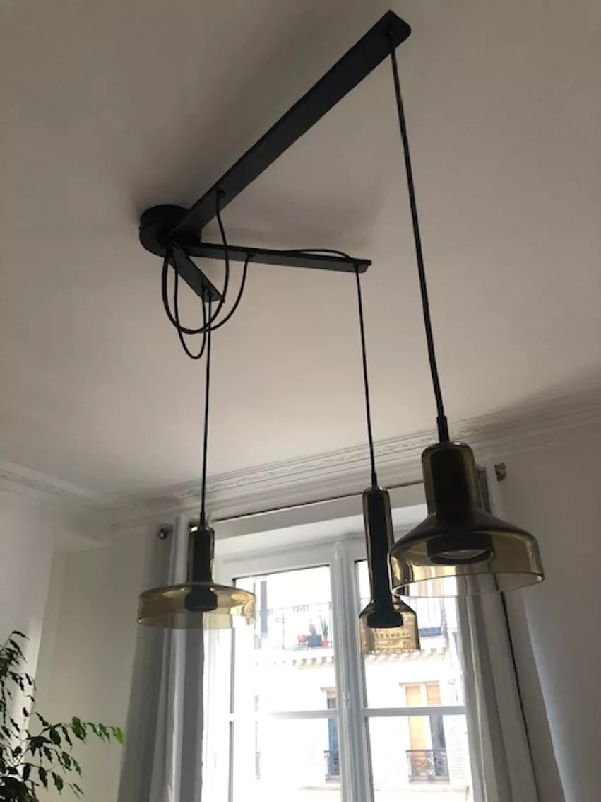 Starlight Pendant, Olive Glass, Triple, GU10, IP20