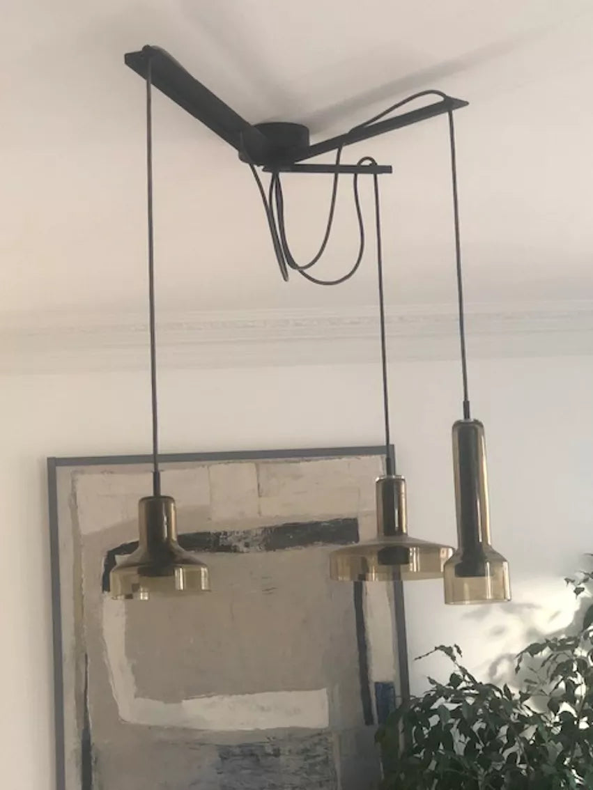 Starlight Pendant, Olive Glass, Triple, GU10, IP20