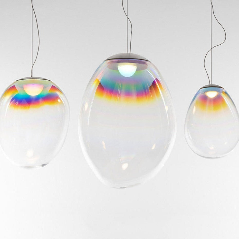 Stellar Nebula Pendant, Iridescent Clear Glass, LED, Push Dim, IP20
