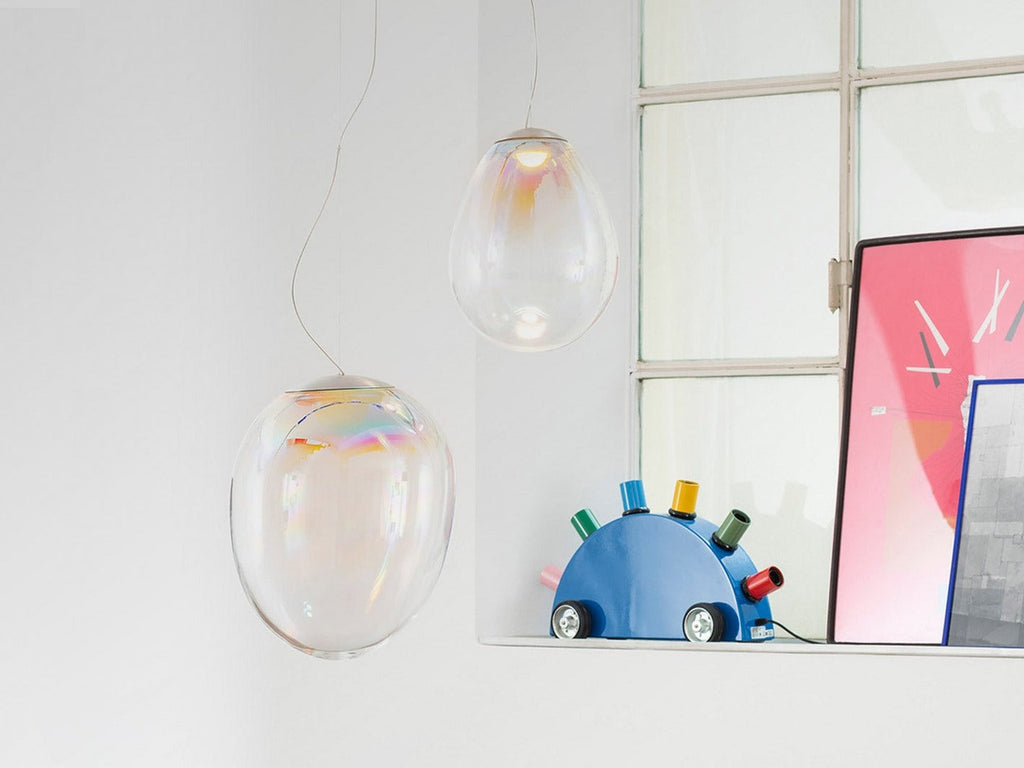 Stellar Nebula Pendant, Iridescent Clear Glass, LED, Push Dim, IP20