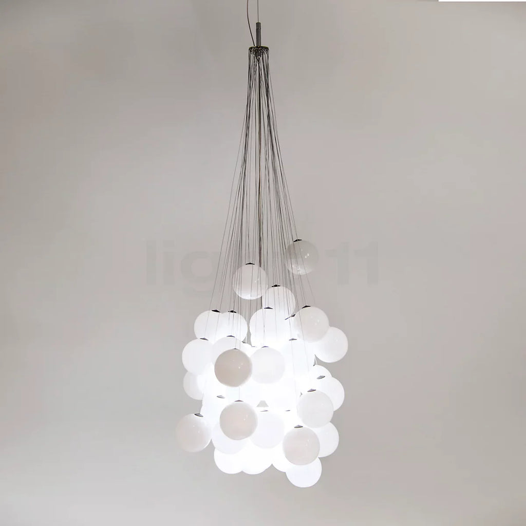 Stochastic Pendant, 48 White Frosted Glass Globes, LED, 18W, Trailing Edge Dim, IP20