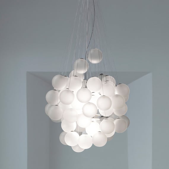Stochastic Pendant, 72 White Frosted Glass Globes, LED, 18W, Trailing Edge Dim, IP20