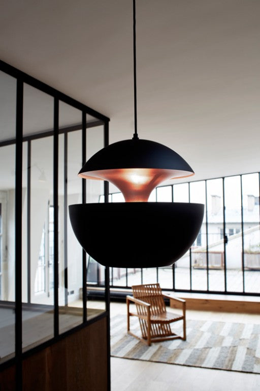 Sun Pendant, 175 mm, Black with Copper Interior, G9, IP20