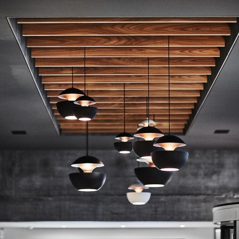 Sun Pendant, 175 mm, Black with Copper Interior, G9, IP20