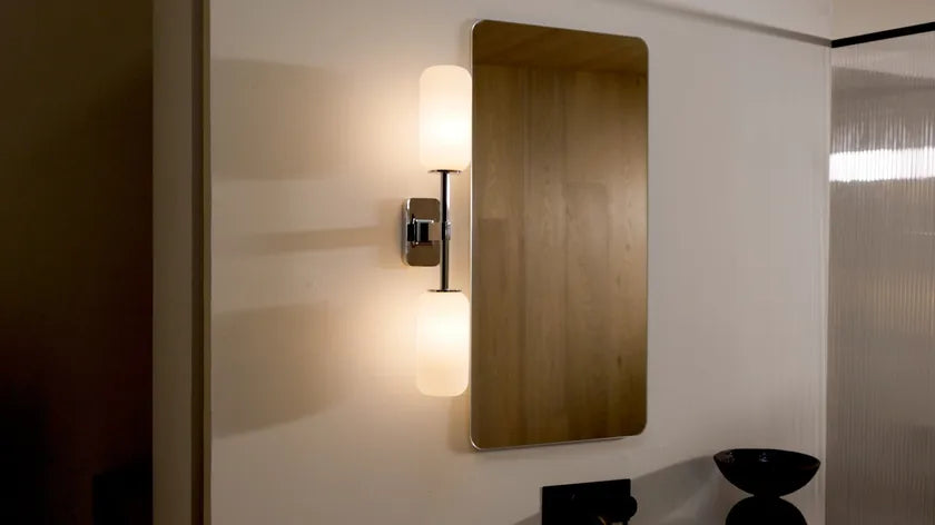 Tacoma Wall, Chrome, Double, White Oblong Glass, G9, IP44