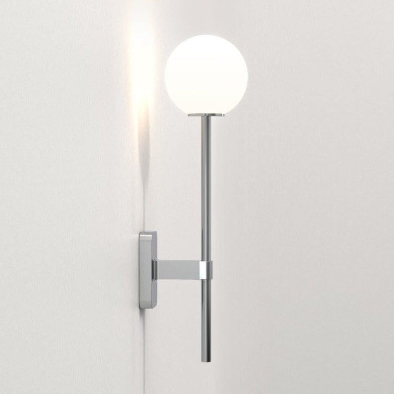 Tacoma Wall, Chrome, Long Stem, White Round Glass, G9, IP44