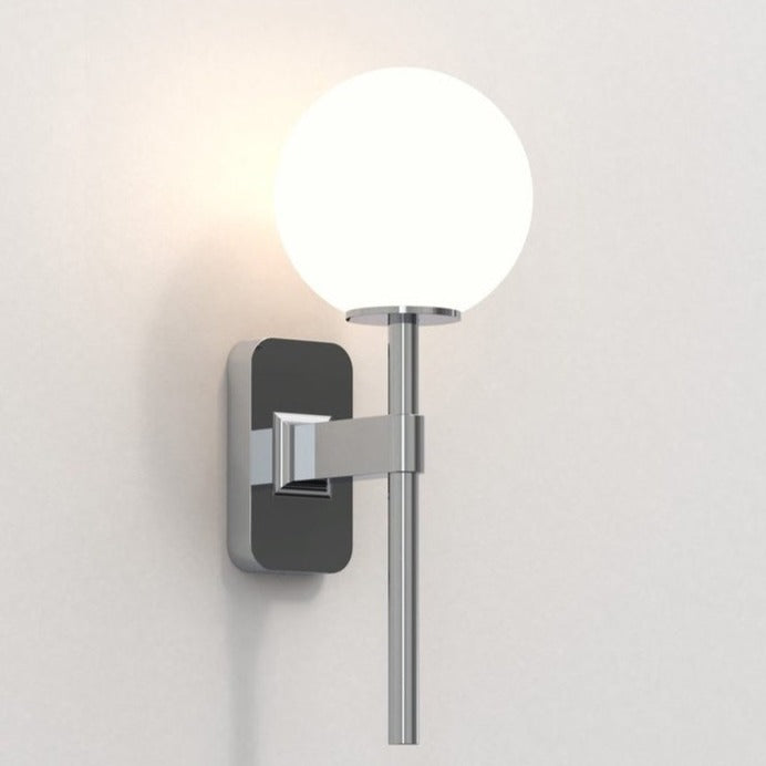 Tacoma Wall, Chrome, Short Stem, White Round Glass, G9, IP44