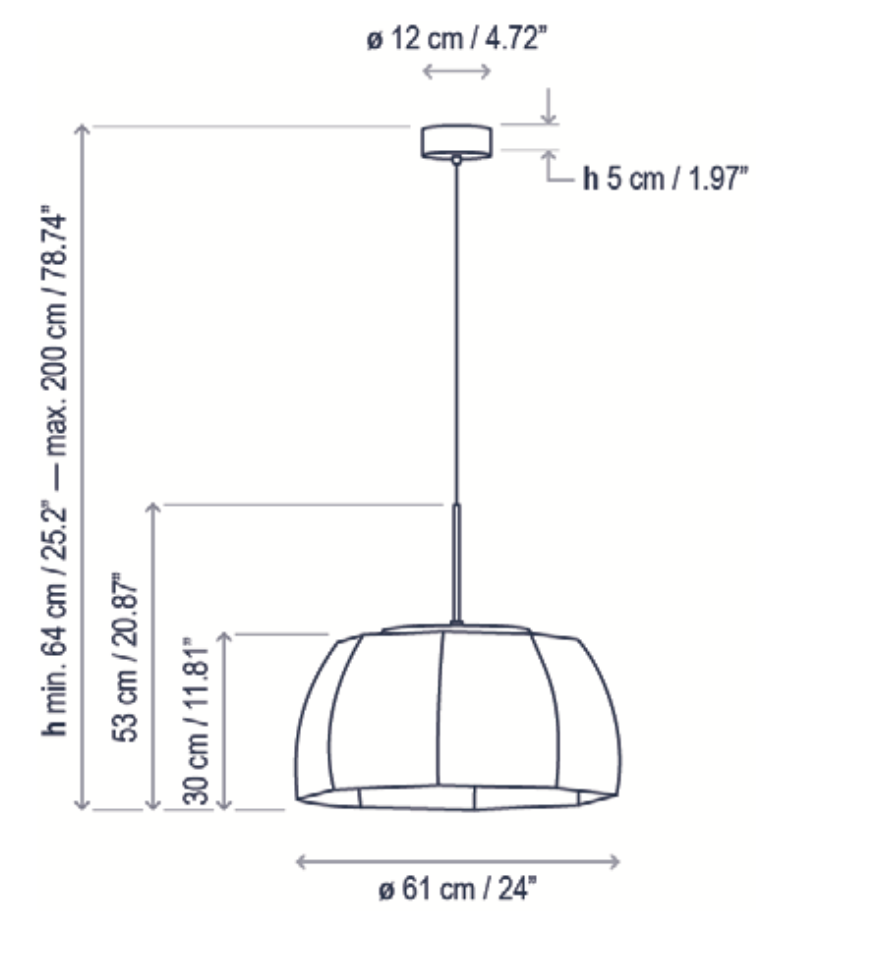 Tanit Pendant, 61 cm ø, Cotton Strings, LED, 24W, Triac Dim, IP20