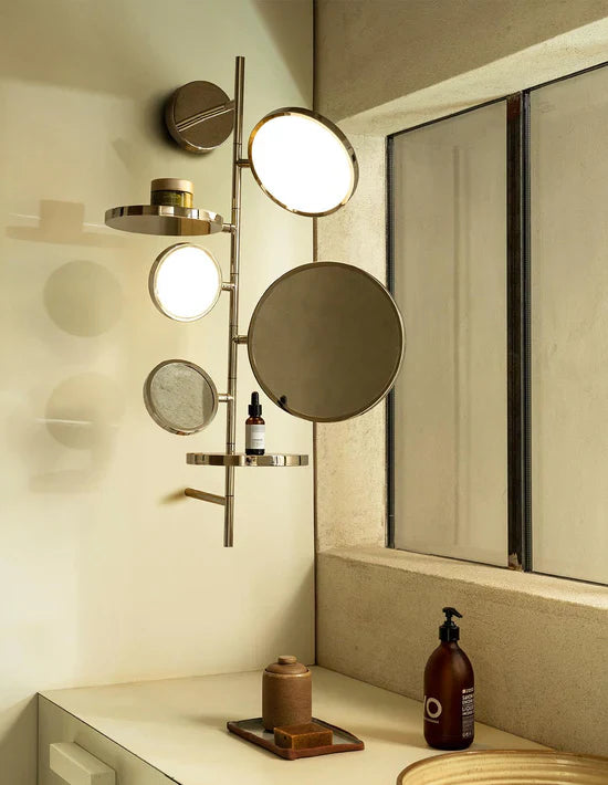 Tell Me Stories, Gold with Adjustable LED and Mirrors, LED, 12W, 2700K, Triac Dim, IP44