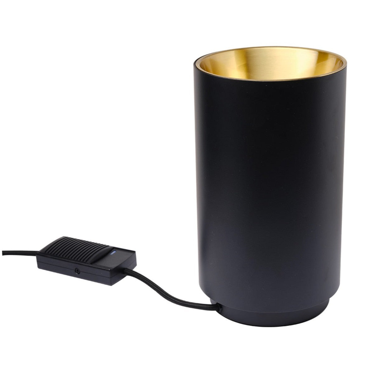 Tobo Floor Lamp, Uplight, Black with Brass Reflector, E27, Floor Switch Dim, IP20