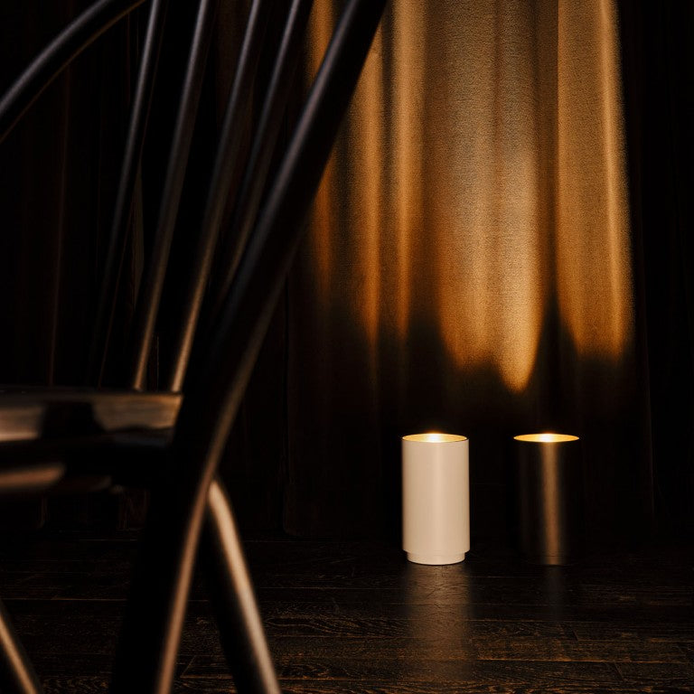 Tobo Floor Lamp, Uplight, White with Brass Reflector, E27, Floor Switch Dim, IP20