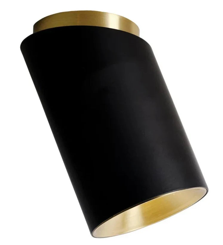 Tobo Spot, Angled, Short, Black with Brass, GU10, Triac Dim, IP20