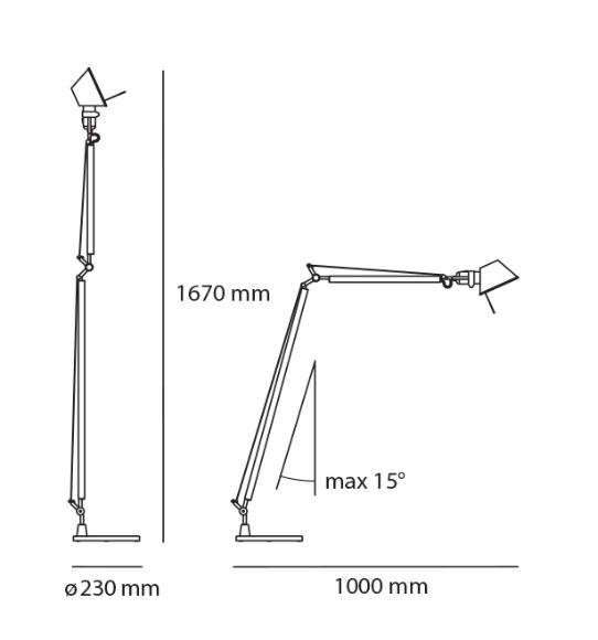 Tolomeo Floor, Small, Black, E27, IP20
